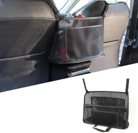 1 PC Car Pocket Barrier Protection, Large Capacity Storage Pouch, Car Net Pocket Handbag Holder, Barrier of Backseat Pet Kids, for Purse, Phone, Documents, Key (Black #4 Pockets)