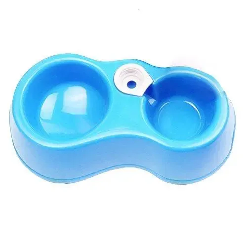 2 In 1 Anti Slip Food Bowl With Water Bowl For Dog / Cat / Puppy / Kitten and Other Pets (Blue)