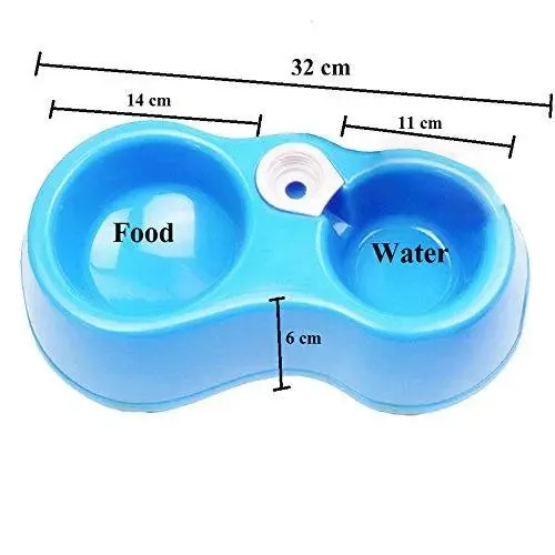 2 In 1 Anti Slip Food Bowl With Water Bowl For Dog / Cat / Puppy / Kitten and Other Pets (Blue)