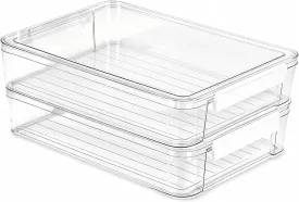 2 Pack Clear Plastic Stackable Storage Box File Protector Case Organizer Portable Project Case Document Holder for 9.2 x 13.6 Letter A4 File Paper, Plastic Storage Box Office Documents