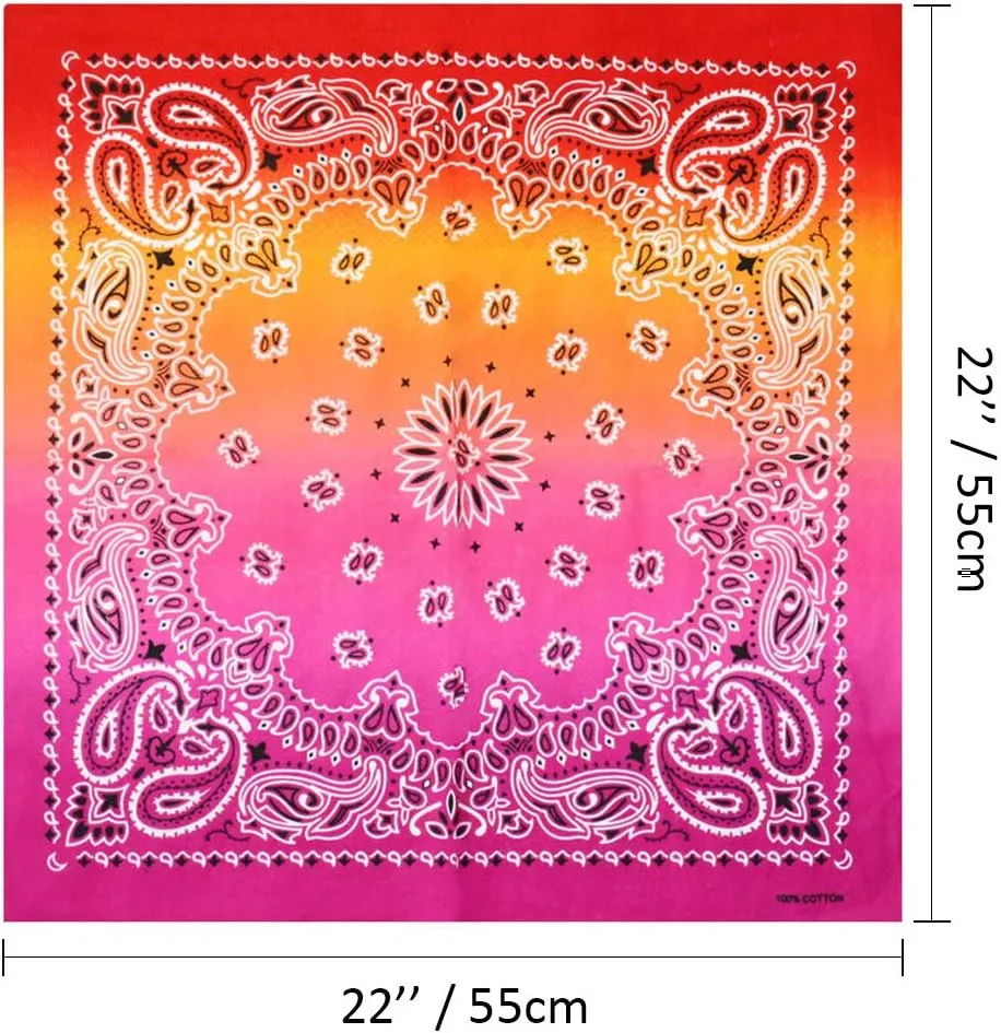 3 Pack 100% Cotton Paisley Pattern Bandanas Face Mask Square Scarf Headwear