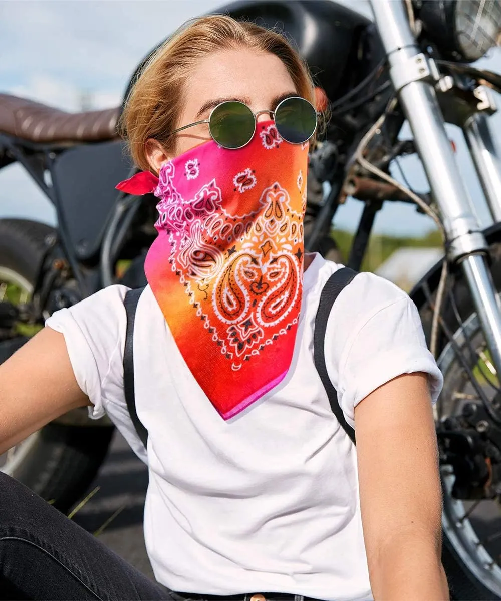 3 Pack 100% Cotton Paisley Pattern Bandanas Face Mask Square Scarf Headwear
