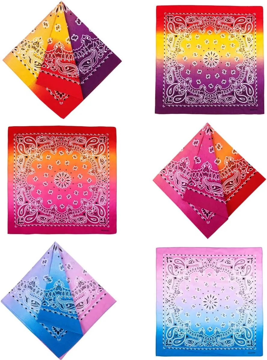 3 Pack 100% Cotton Paisley Pattern Bandanas Face Mask Square Scarf Headwear