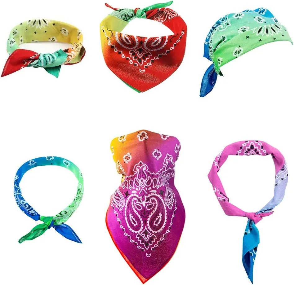 3 Pack 100% Cotton Paisley Pattern Bandanas Face Mask Square Scarf Headwear