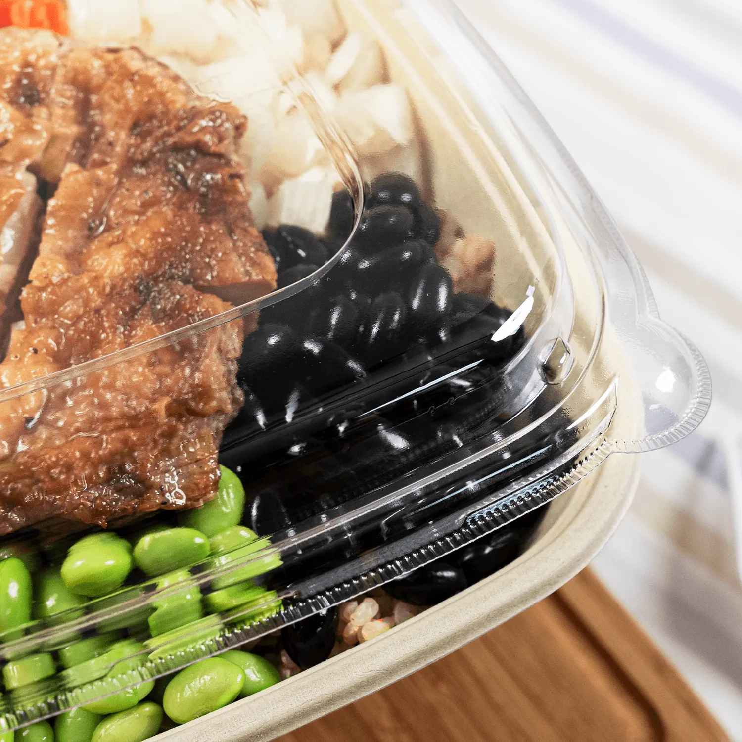 [300 ct] 24-48 oz Square Disposable Bowl Lids | PET | Clear
