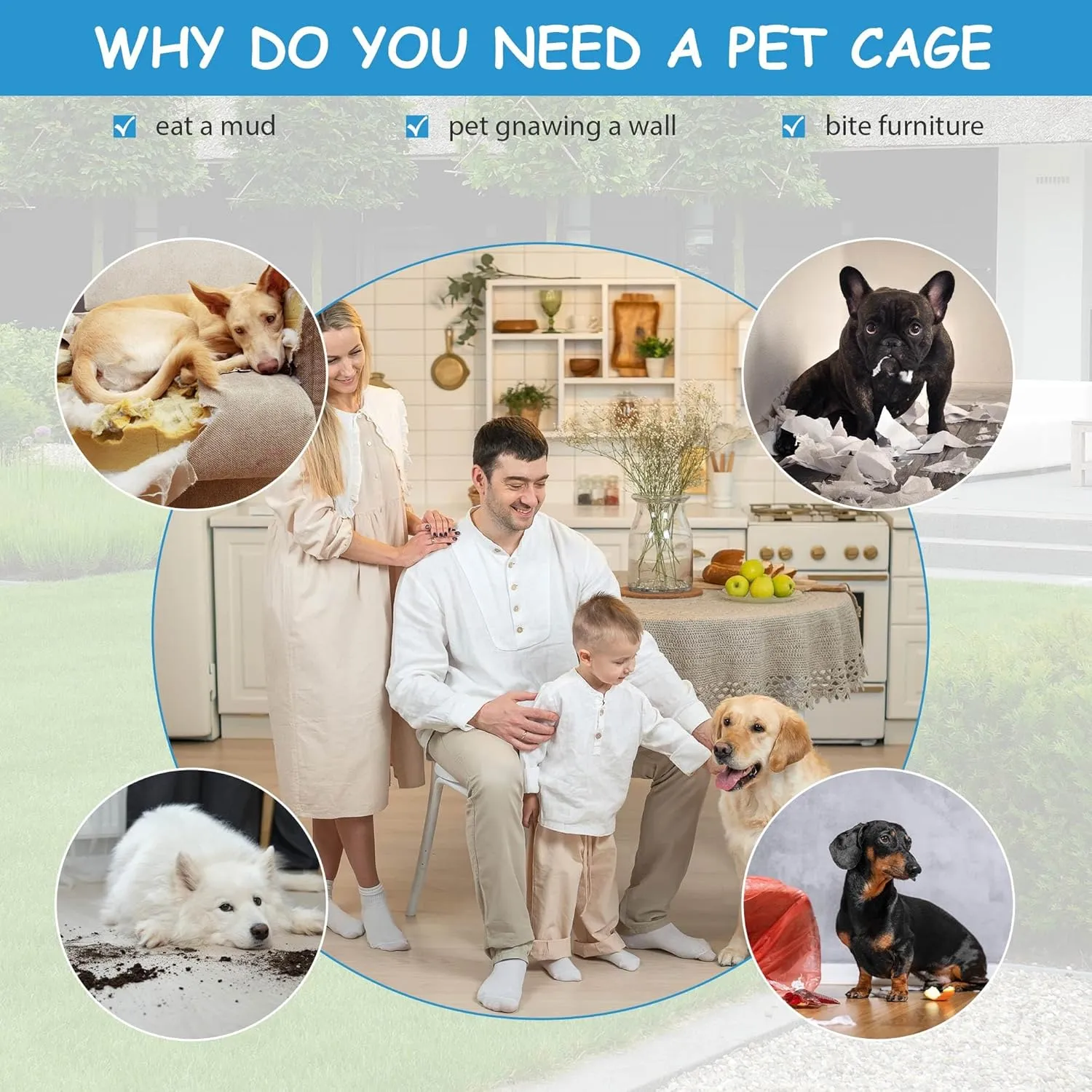 42 Inch Dog Crates for Large Dogs,Dog Cage Medium Sized Dog,Portable Dog Kennel Furniture Dog Crate,Outdoor and Indoor Pet Dog Cage Crate with Double-Door and Divider Panel,42" L x 27" W x 30" H Blue