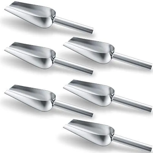 6 Pack 6 Ounce Stainless Steel Ice Scoop Metal Food Scoop Small Size for Kitchen Shop Popcorn Candy Coffee Beans