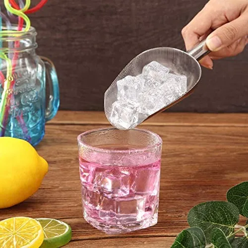 6 Pack 6 Ounce Stainless Steel Ice Scoop Metal Food Scoop Small Size for Kitchen Shop Popcorn Candy Coffee Beans