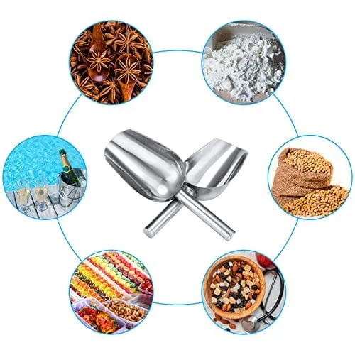 6 Pack 6 Ounce Stainless Steel Ice Scoop Metal Food Scoop Small Size for Kitchen Shop Popcorn Candy Coffee Beans