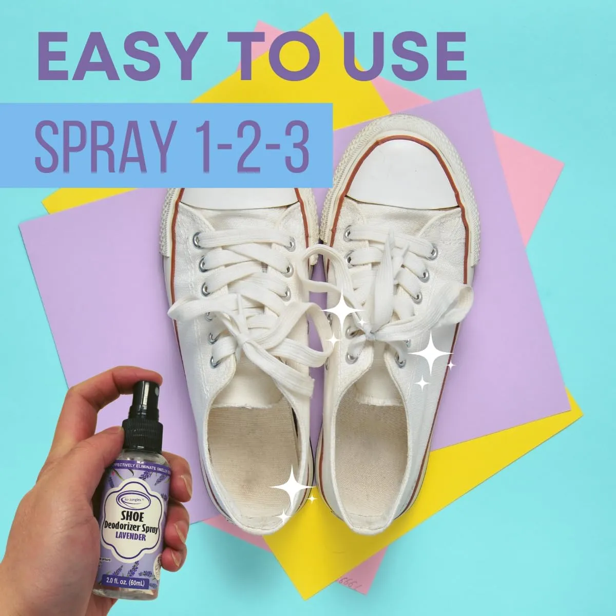 Air Jungles Shoe Deodorizer Spray, Lavender Scent, Shoe Odor Smell Eliminator for Sneaker, Boot and Locker, Gym Bag Deodorizer, Freshener for Stinky Shoes