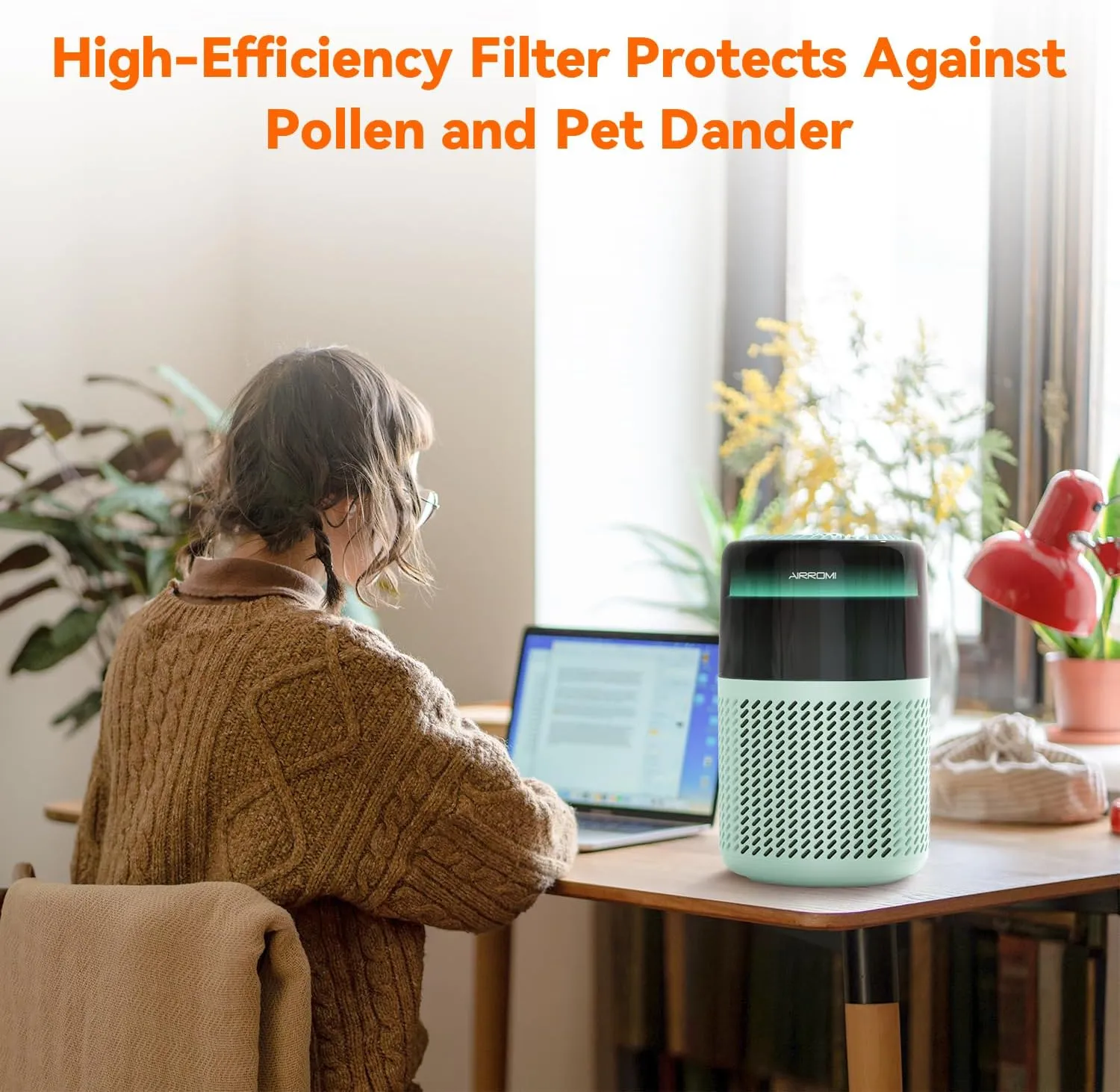 AIRROMI Air Purifier for Bedroom Home,HEPA Filter,Covers Upto 549 Ft,Quiet 360intake Air Cleaner with Fragrance ponge for Better Sleep,Night Light,Filters Smoke,Pet Dander,Allergies,Dust,A2005Turquo
