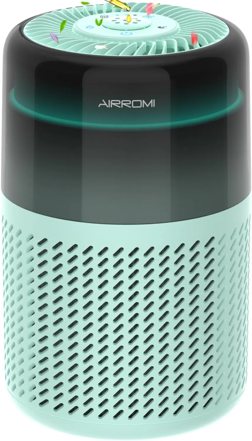 AIRROMI Air Purifier for Bedroom Home,HEPA Filter,Covers Upto 549 Ft,Quiet 360intake Air Cleaner with Fragrance ponge for Better Sleep,Night Light,Filters Smoke,Pet Dander,Allergies,Dust,A2005Turquo