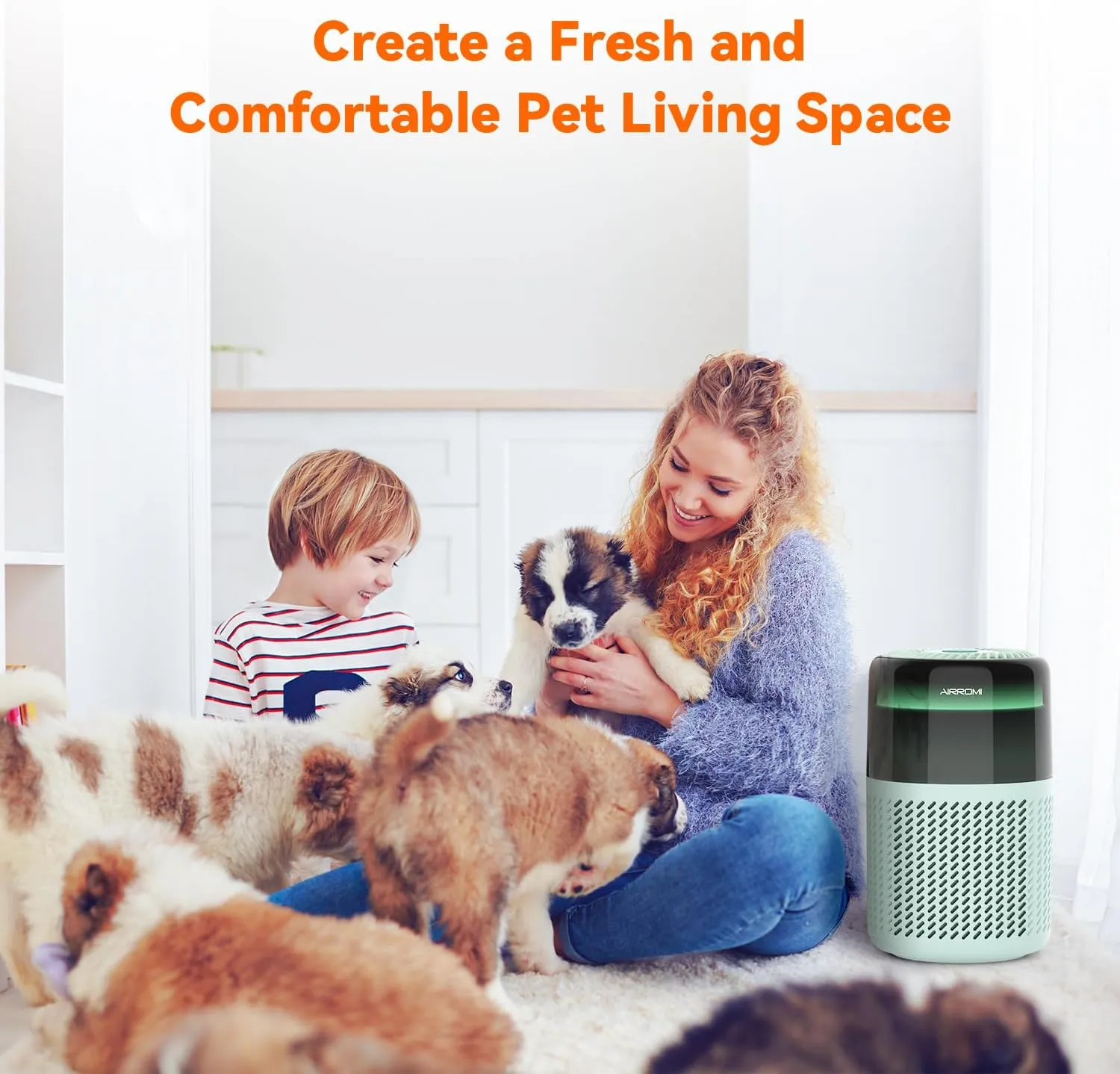 AIRROMI Air Purifier for Bedroom Home,HEPA Filter,Covers Upto 549 Ft,Quiet 360intake Air Cleaner with Fragrance ponge for Better Sleep,Night Light,Filters Smoke,Pet Dander,Allergies,Dust,A2005Turquo