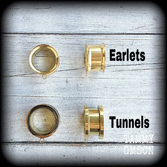 Antique gold bee tunnel dangles-Insect ear gauges