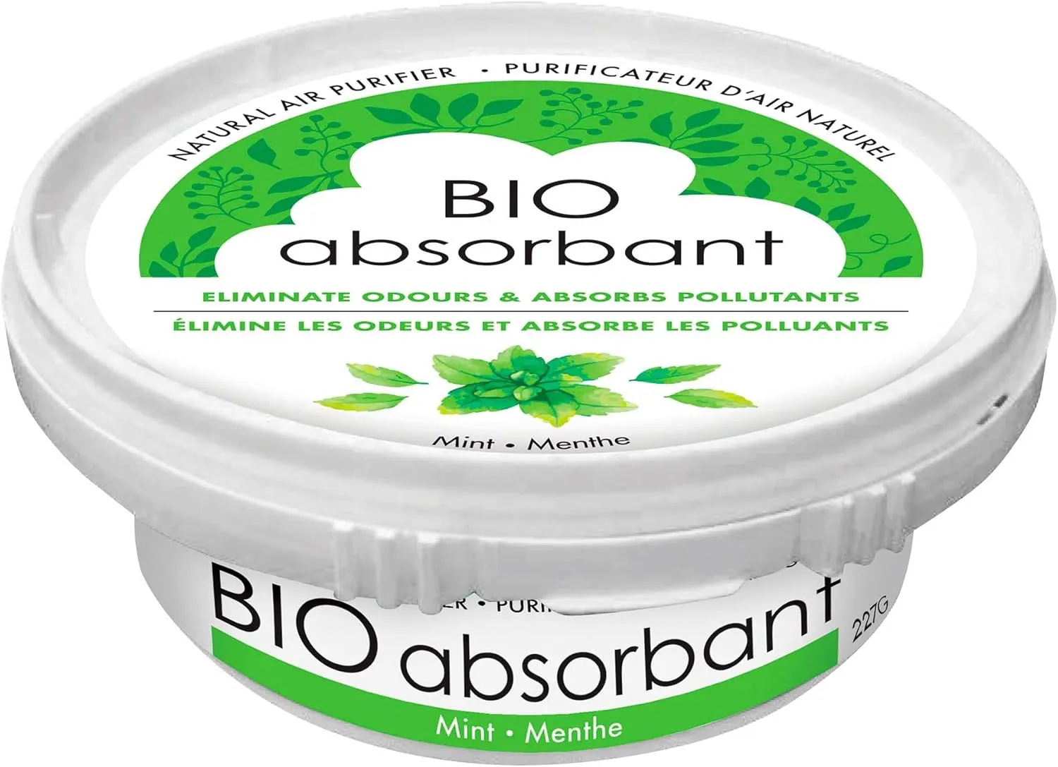 ATTITUDE Bio Absorbant Air Purifier with Activated Carbon, Plant- and Mineral-Based, Absorbs Odors, Vegan, Mint, 8 Ounces
