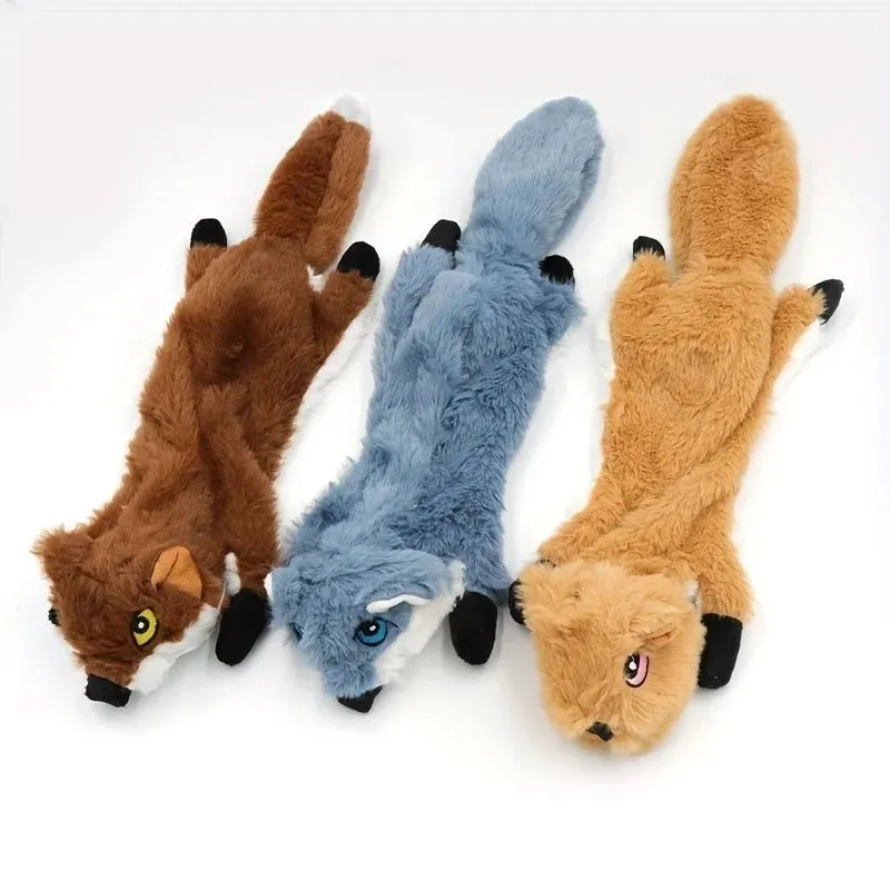 Bite Resistant Vocalized Plush Foxes Squirrels Wolves Dog Chew Toys Pet Supplies