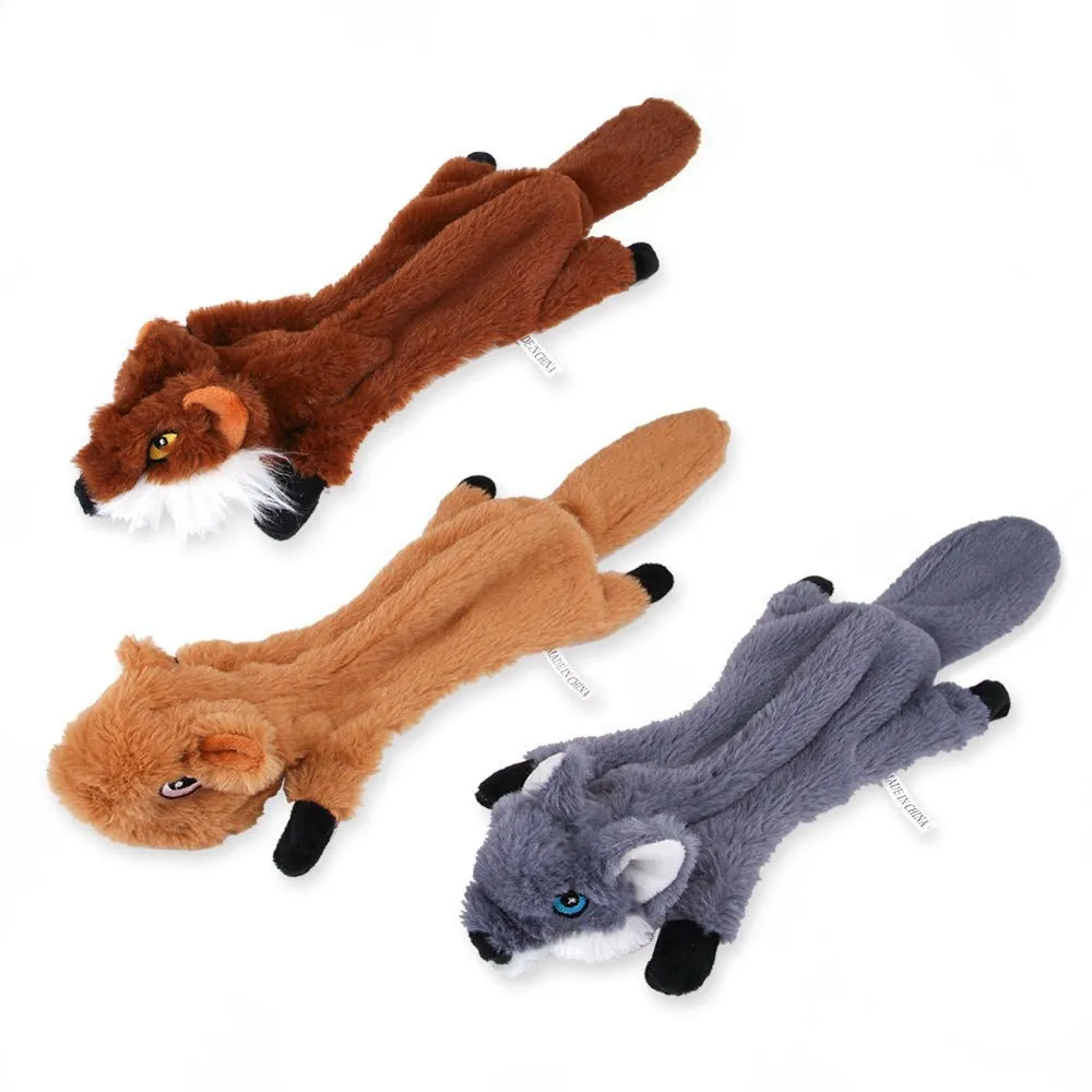 Bite Resistant Vocalized Plush Foxes Squirrels Wolves Dog Chew Toys Pet Supplies