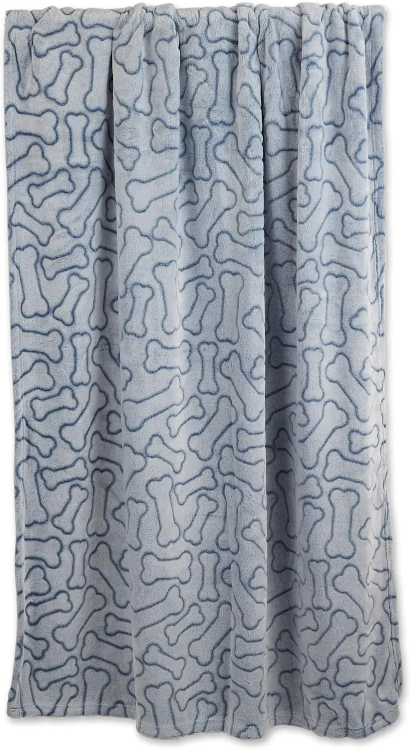 Bone Dry Embossed Bone Print Pet Blanket, 36x48", Navy