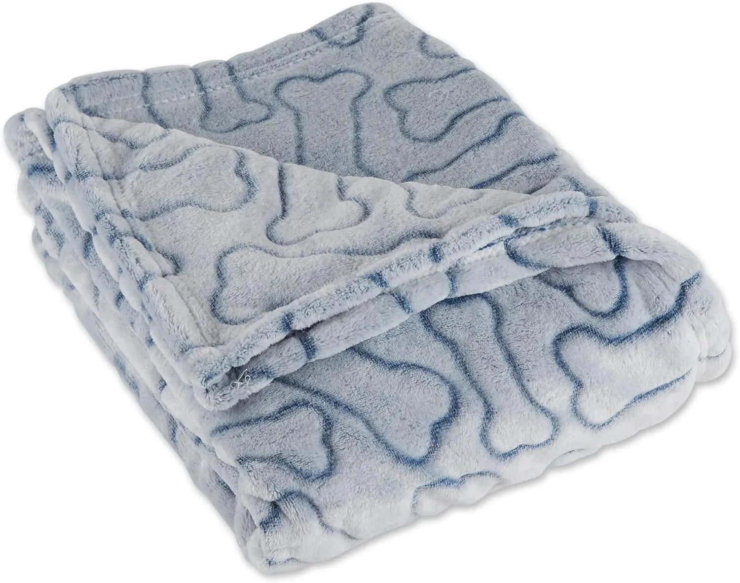 Bone Dry Embossed Bone Print Pet Blanket, 36x48", Navy