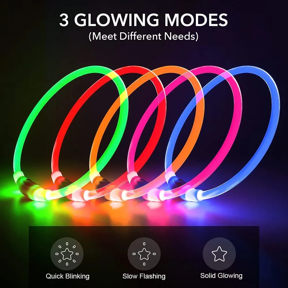 BSEEN Light Up Dog Collar - LED Dog Collar Rechargeable, Glowing Pet Collars for Small Medium Large Dogs, TPU Cuttable Lighted Puppy Collar, Safety Dog Lights for Night Walking (Green 70cm)