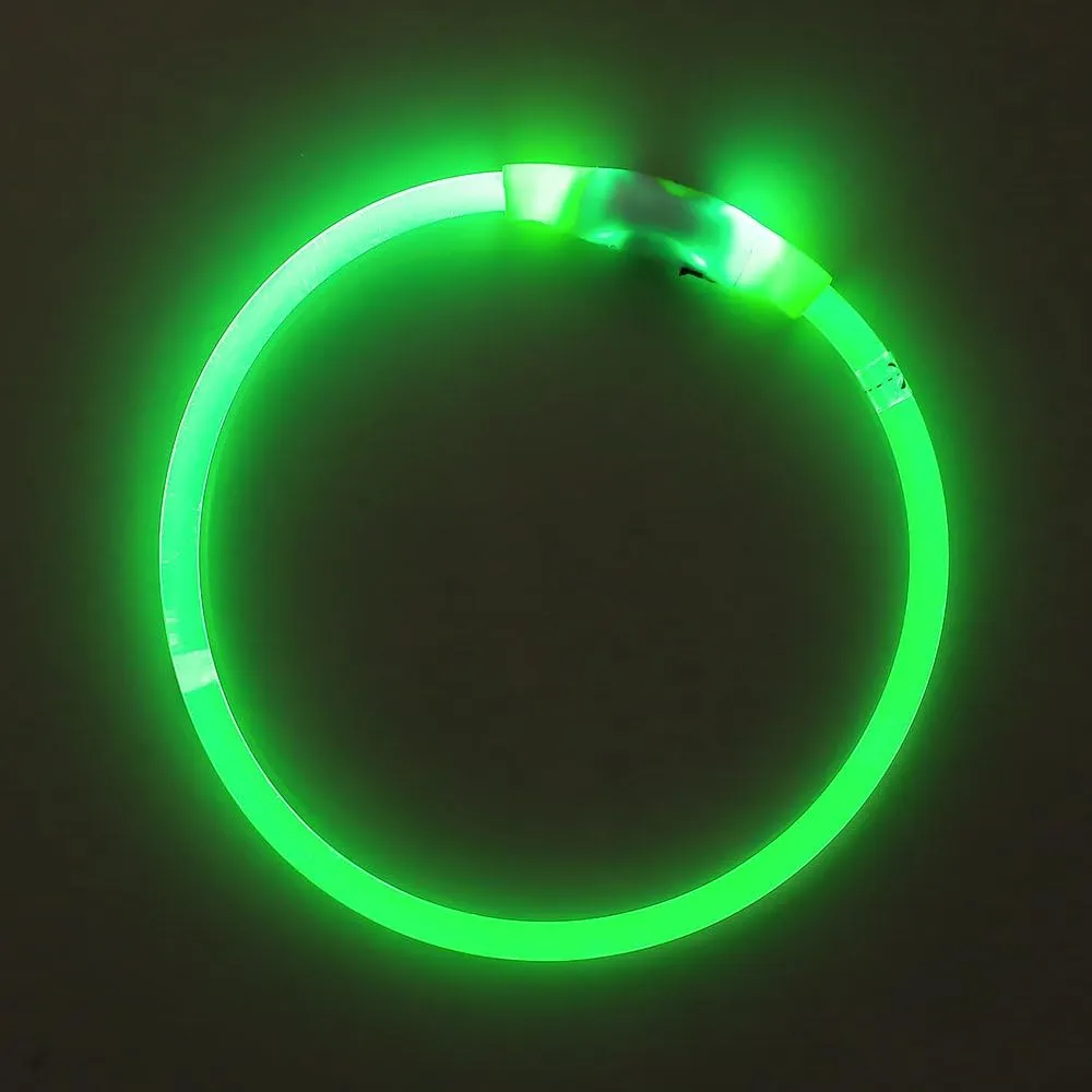 BSEEN Light Up Dog Collar - LED Dog Collar Rechargeable, Glowing Pet Collars for Small Medium Large Dogs, TPU Cuttable Lighted Puppy Collar, Safety Dog Lights for Night Walking (Green 70cm)