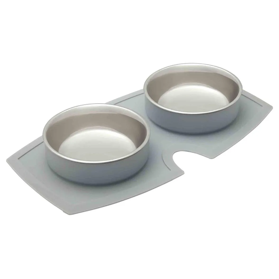 Buddy & Belle Double Silicone Dog Bowls Grey