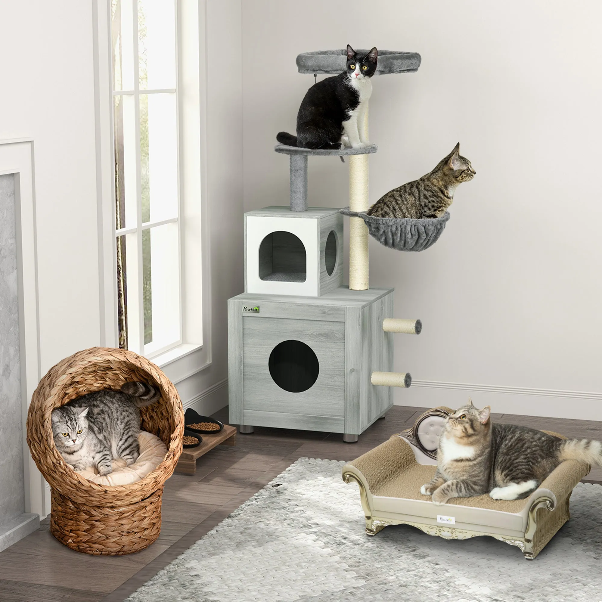Cat Furniture, with Scratching Pad & Catnip - Brown
