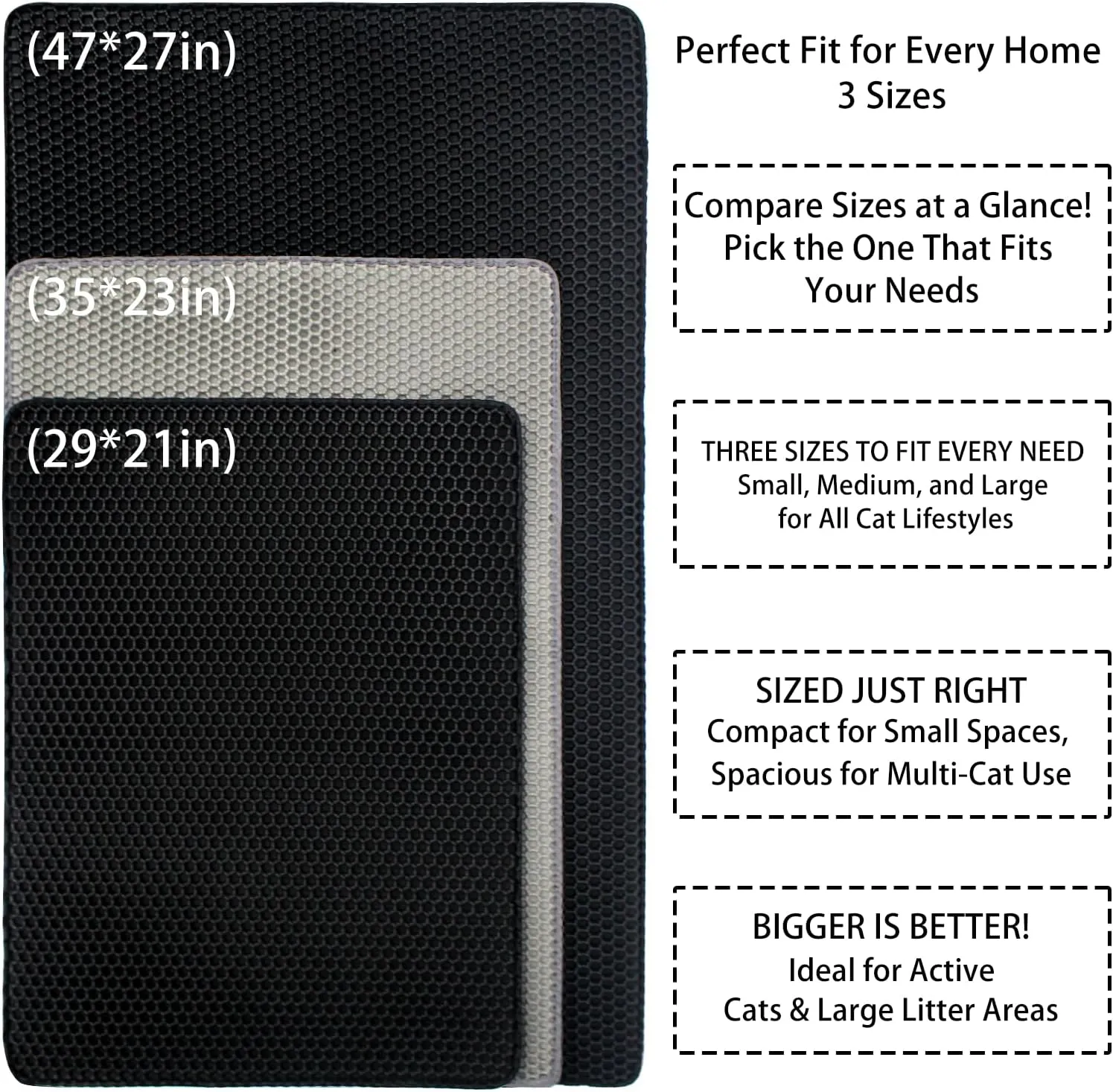 Cat Litter Box Mat Double Layer Trapping Mat Easy-Clean Waterproof Urine Proof(Gray 35x24in)