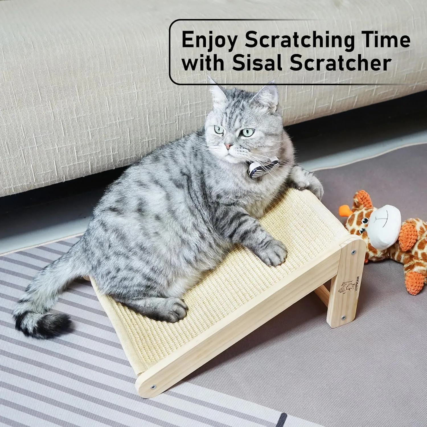 Cat Scratcher, Sisal Cat Scratching Ramp, L Shape Cat Scratcher for Indoor Cats, Durable Natural Sisal Cat Scratch Furniture Protector