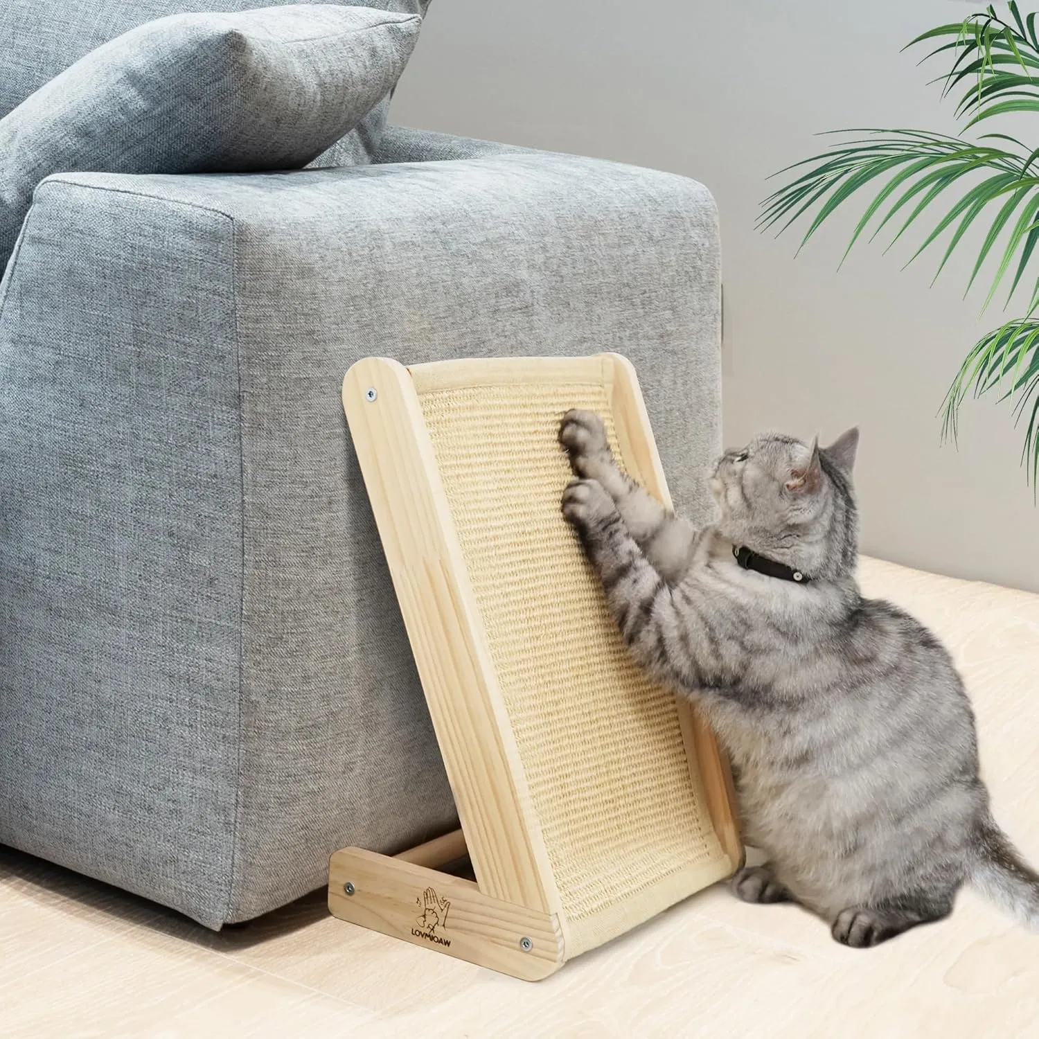 Cat Scratcher, Sisal Cat Scratching Ramp, L Shape Cat Scratcher for Indoor Cats, Durable Natural Sisal Cat Scratch Furniture Protector