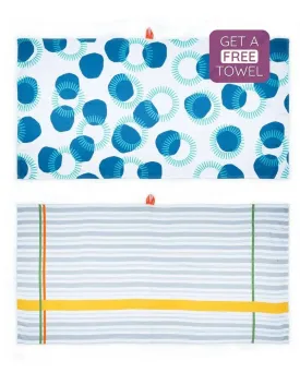 Circles And Just Stripes Bamboo Bath Towels | Set Of 2 | 55 x 27 inches  | Get a Freebie