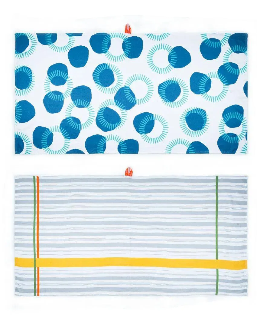 Circles And Just Stripes Bamboo Bath Towels | Set Of 2 | 55 x 27 inches  | Get a Freebie