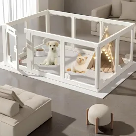 Clear Acrylic Dog Playpen  Indoor Outdoor Foldable Pet Fence for Puppies, S/M Dogs, Cats, Rabbits, Ferrets  Transparent Kennel, Portable, Easy Assembly, Compact, Durable, 360 View, Easy Clean