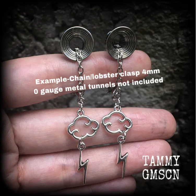 Cloud and lightning earrings-Tunnel dangles