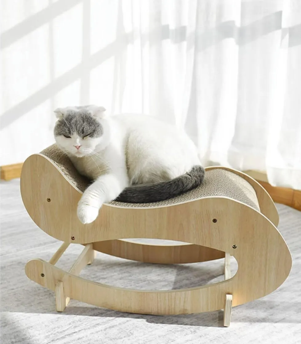 Corrugated Cardboard Cat Rocking Scratcher Lounge Scratching Pad