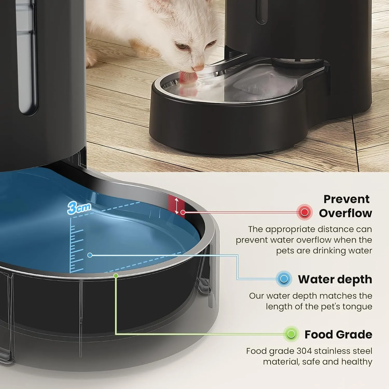 CZPET Automatic 7L FilterDog and Cat Water Dispenser with Stainless Steel Bowl Gravity Waterer,Large Capacity and Drinking Area Noise-Free for Pets