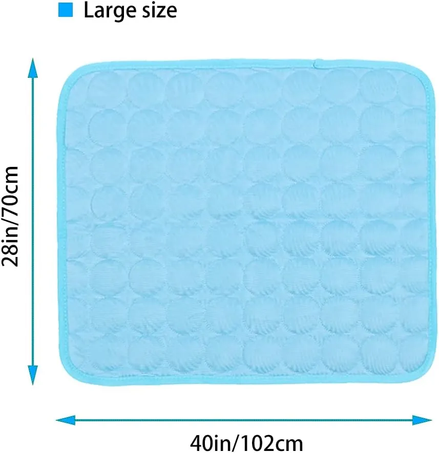 Dog Cooling Mat Washable Ice Silk Cooling Mat for Dogs Waterproof Bottom Summer Sleeping Pad Self Cooling Pad Blanket for Pets (40x28 in, Light Blue)