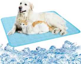 Dog Cooling Mat Washable Ice Silk Cooling Mat for Dogs Waterproof Bottom Summer Sleeping Pad Self Cooling Pad Blanket for Pets (40x28 in, Light Blue)