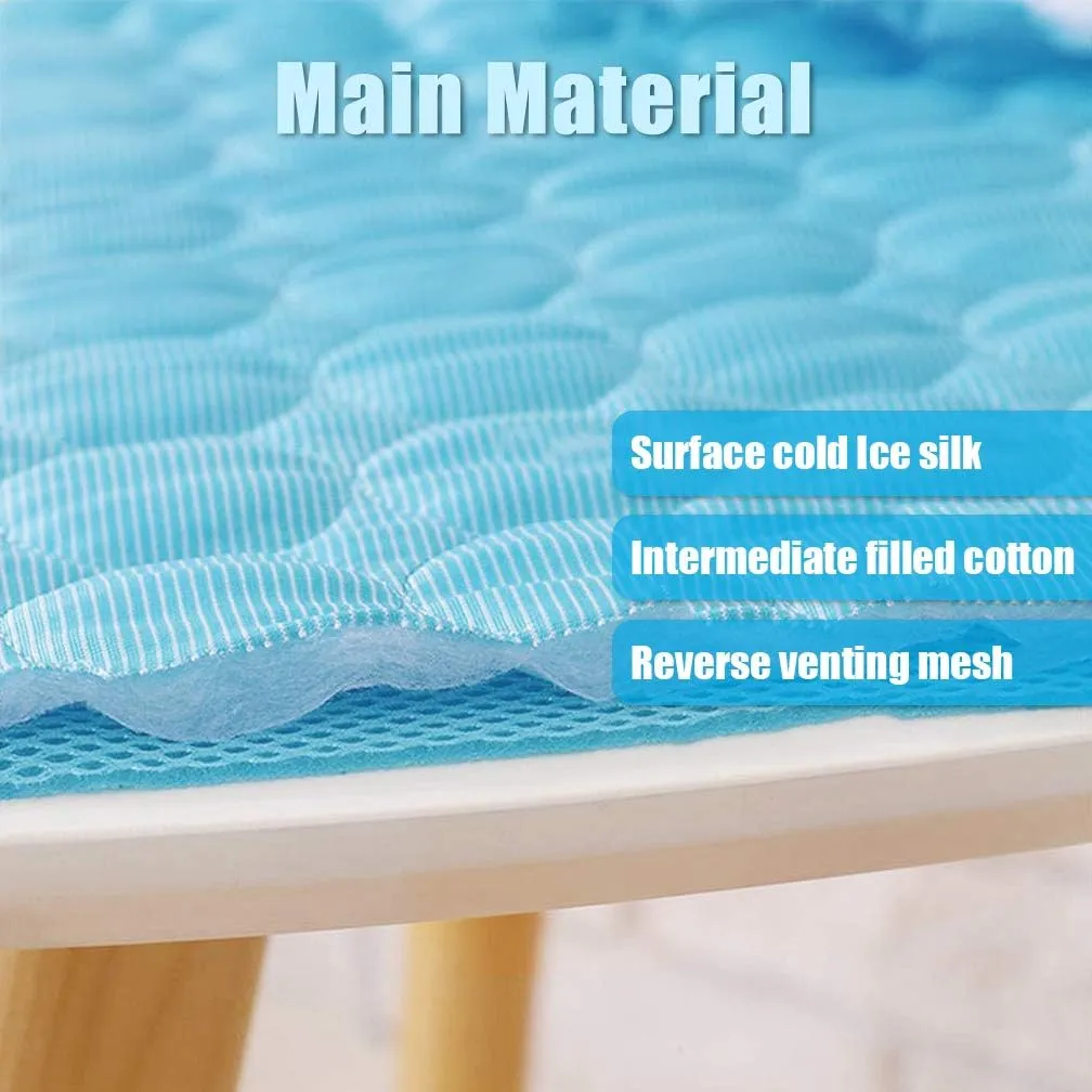 Dog Cooling Mat Washable Ice Silk Cooling Mat for Dogs Waterproof Bottom Summer Sleeping Pad Self Cooling Pad Blanket for Pets (40x28 in, Light Blue)