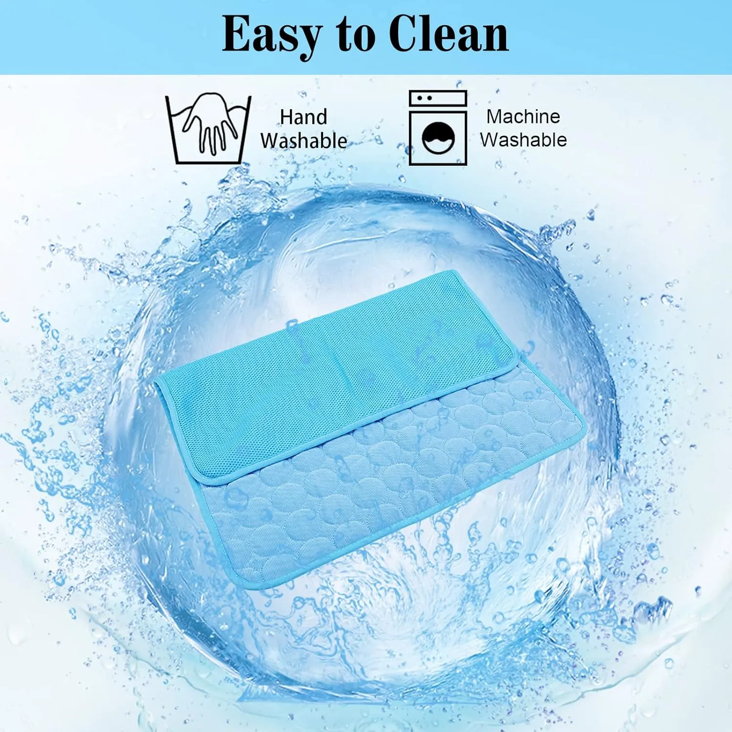 Dog Cooling Mat Washable Ice Silk Cooling Mat for Dogs Waterproof Bottom Summer Sleeping Pad Self Cooling Pad Blanket for Pets (40x28 in, Light Blue)