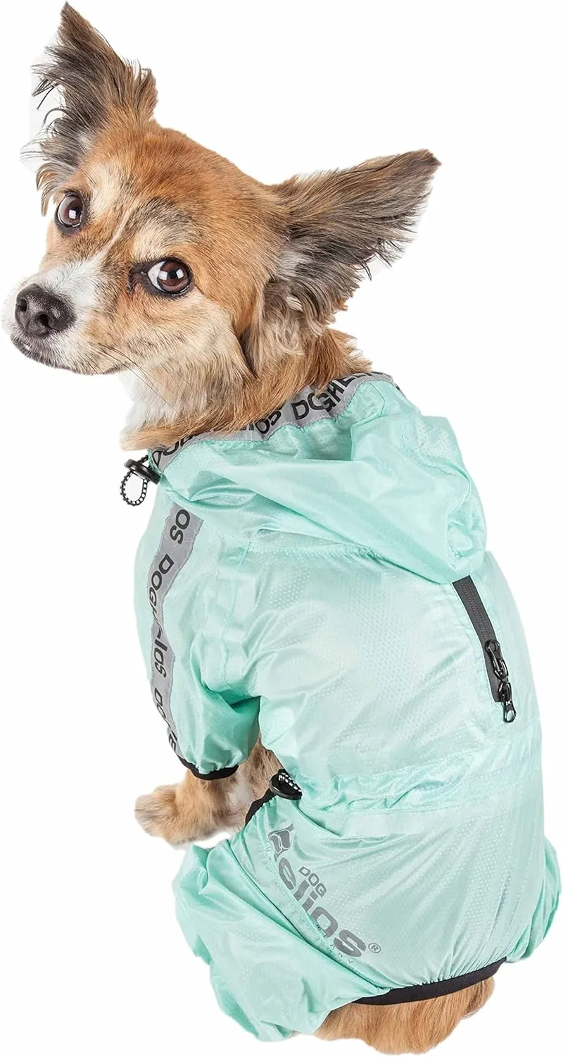 Dog Helios Torrential Shield Waterproof and Adjustable Full Body Dog Raincoat, XS, Green