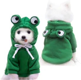 Dog Hoodie Basic Sweater Coat Cute - Frog Shape Warm Jacket Pet Cold Weather Clothes Outfit Outerwear for Cats Puppy Small Medium DogsXL