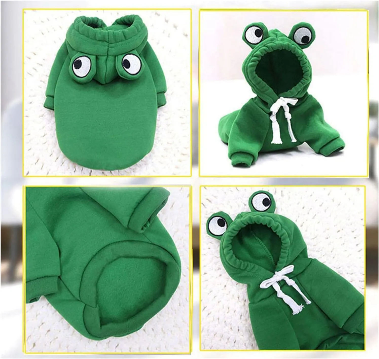 Dog Hoodie Basic Sweater Coat Cute - Frog Shape Warm Jacket Pet Cold Weather Clothes Outfit Outerwear for Cats Puppy Small Medium DogsXL