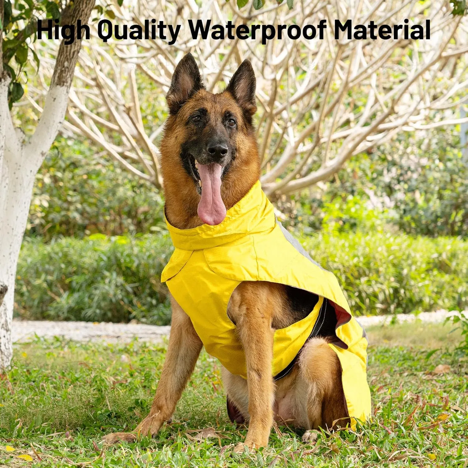 Dog Raincoat with Harness Built in,Outdoor Waterproof Puppy Rain Jacket for Small Dogs,Adjustable Waist by Strap Doggie Rain Coats,Yellow XS