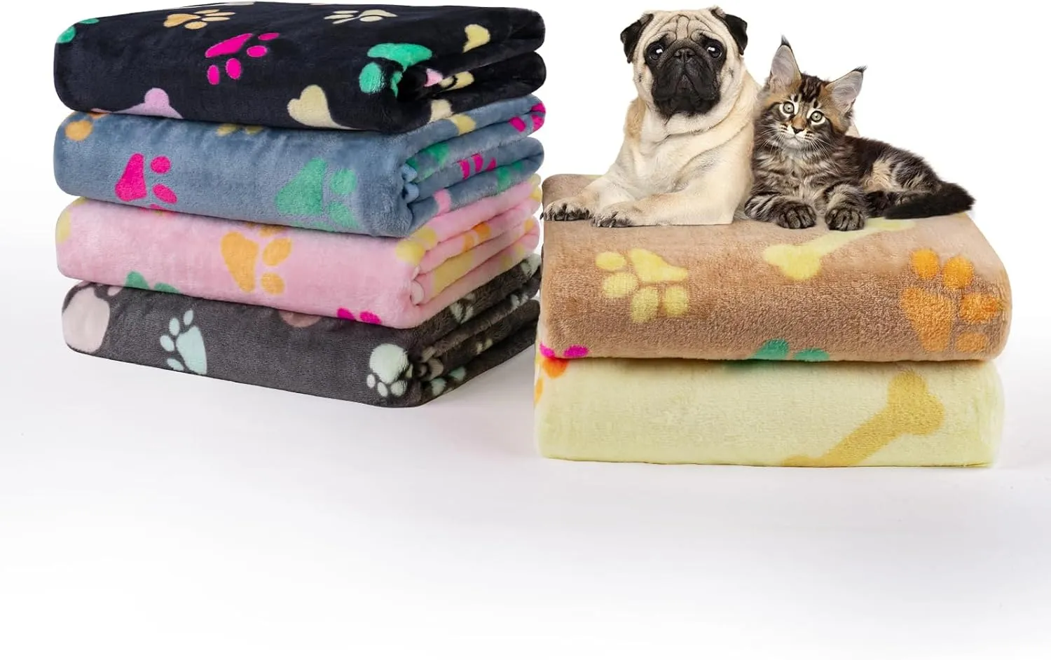 Dono 1 Pack 6 Dog&Cat Blanket, Soft Fluffy Fleece Puppy Blanket for Small Medium Large Dogs Girl, Pink Paw Print Puppy Dog Cat Warm Sleep Mat Blankets Essentials for Dogs