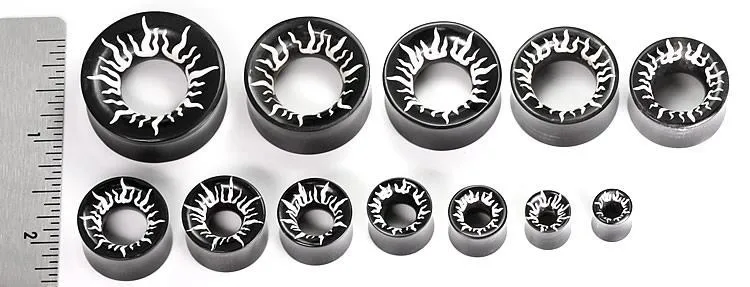 Double Flare Horn with RAYS Painted Inlay Horn Wholesale Organic Jewelry 8mm-31mm - Price Per 1