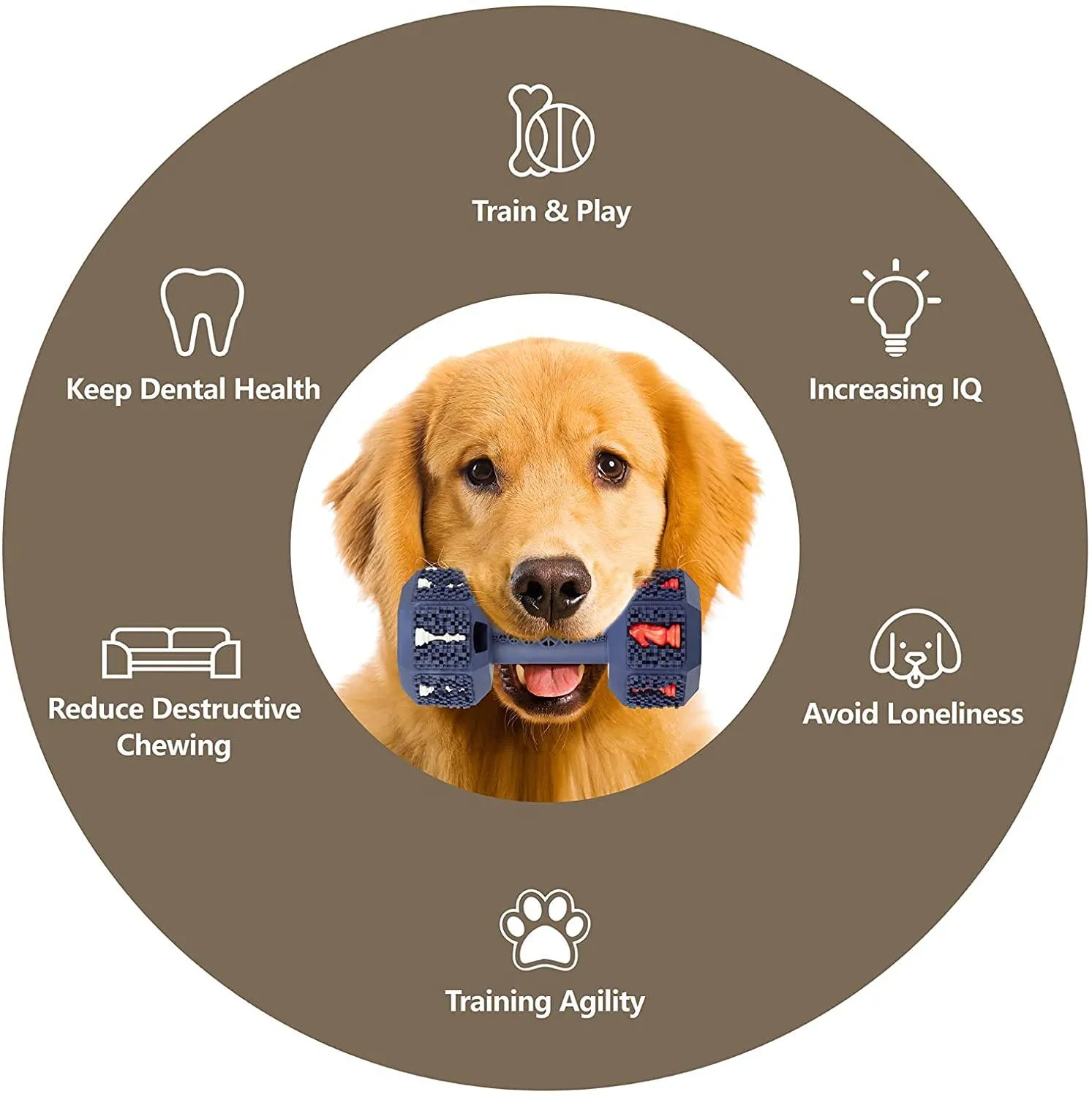 Dumbbell Indestructible Dog Teething Chew Toys