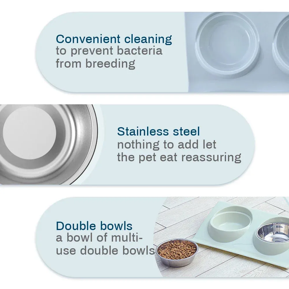 Eco-Friendly Stainless Steel Dual Pet Bowls for Small to Medium Dogs and Cats