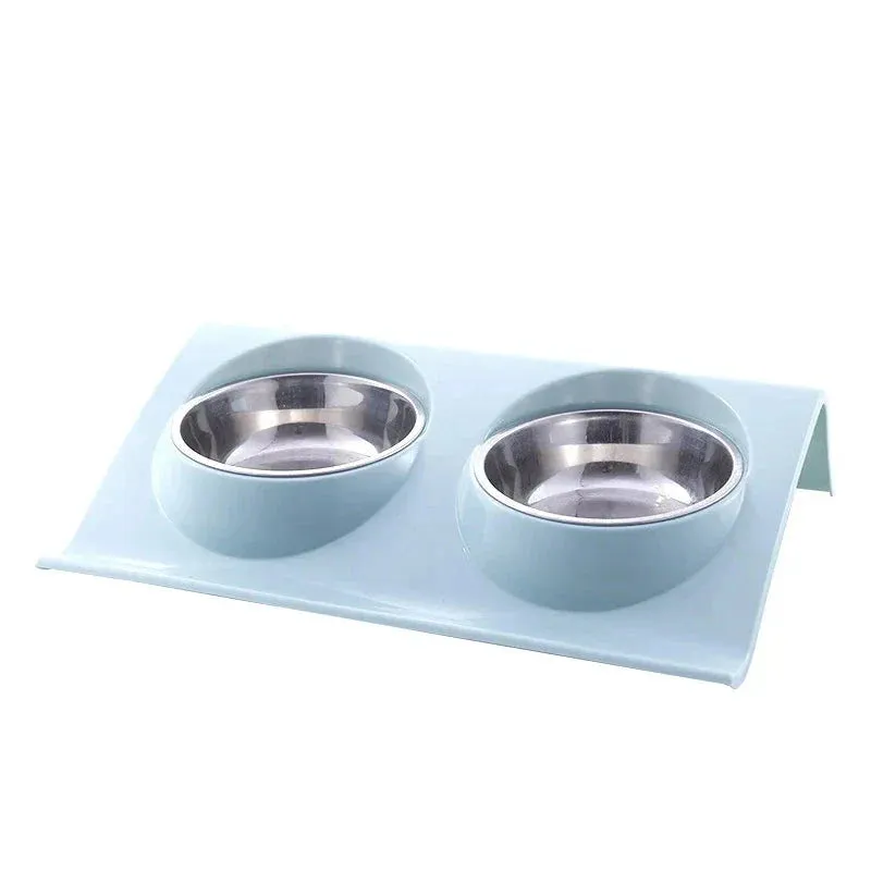 Eco-Friendly Stainless Steel Dual Pet Bowls for Small to Medium Dogs and Cats