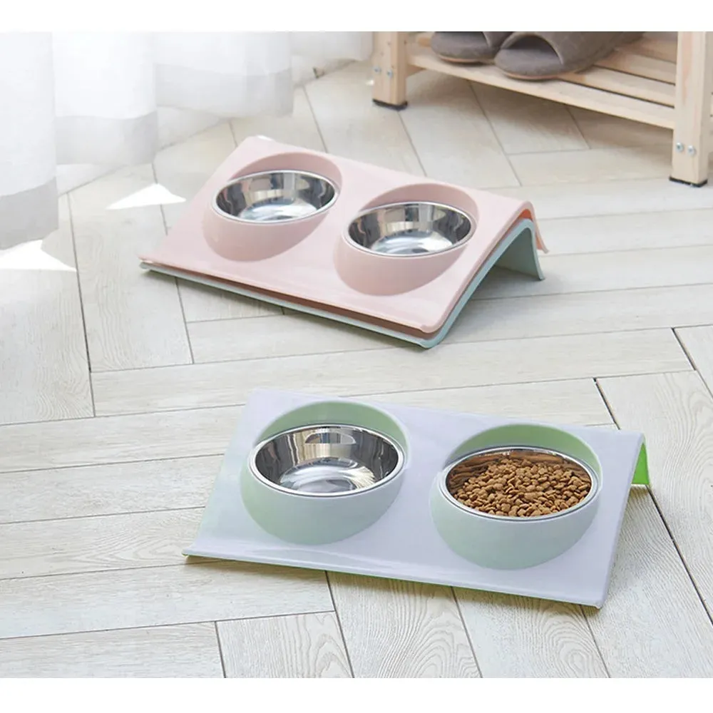 Eco-Friendly Stainless Steel Dual Pet Bowls for Small to Medium Dogs and Cats